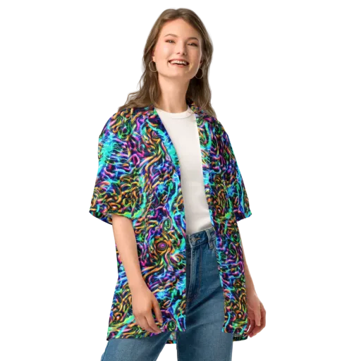 Fluorescent Torrent on a Button Shirt