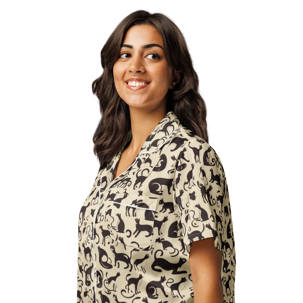 Midnight Catwalk on Women's Short Sleeve Pajama Top — Left Front