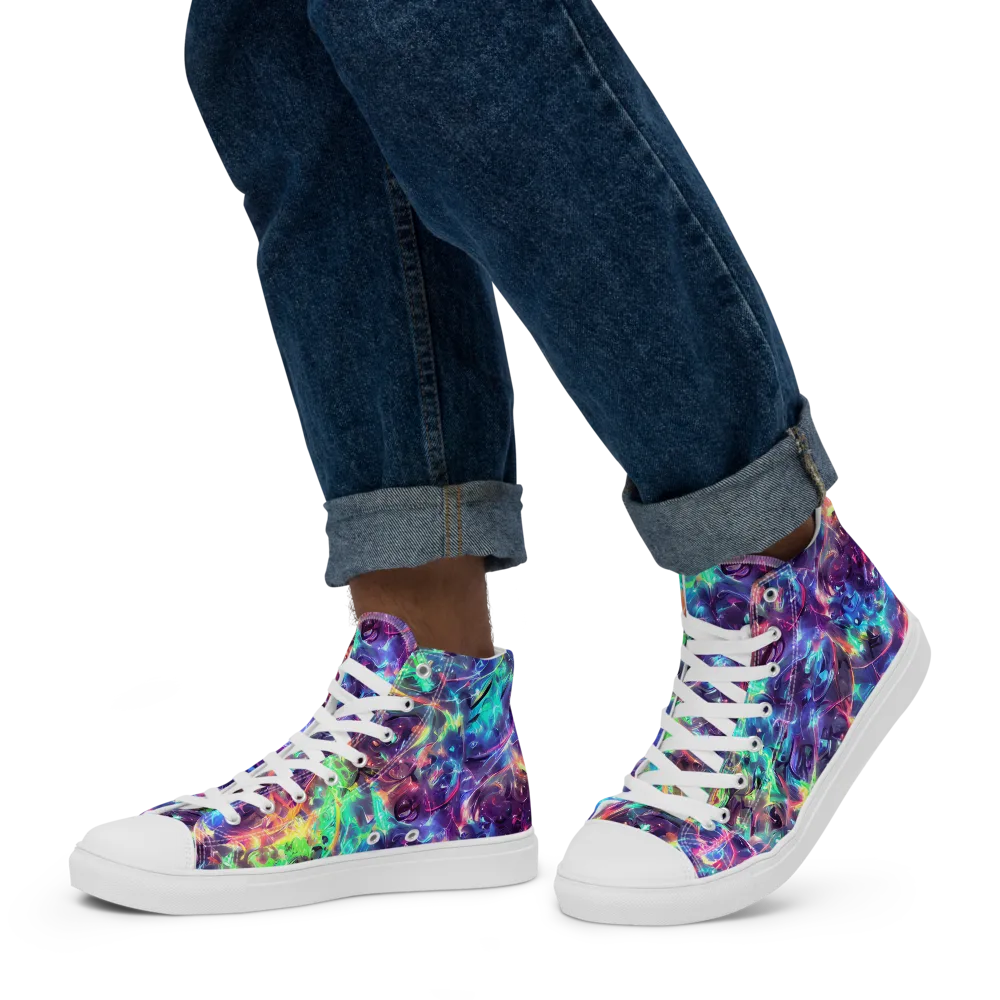 Spectral Voltage on Men's High Top Canvas Shoes — Left