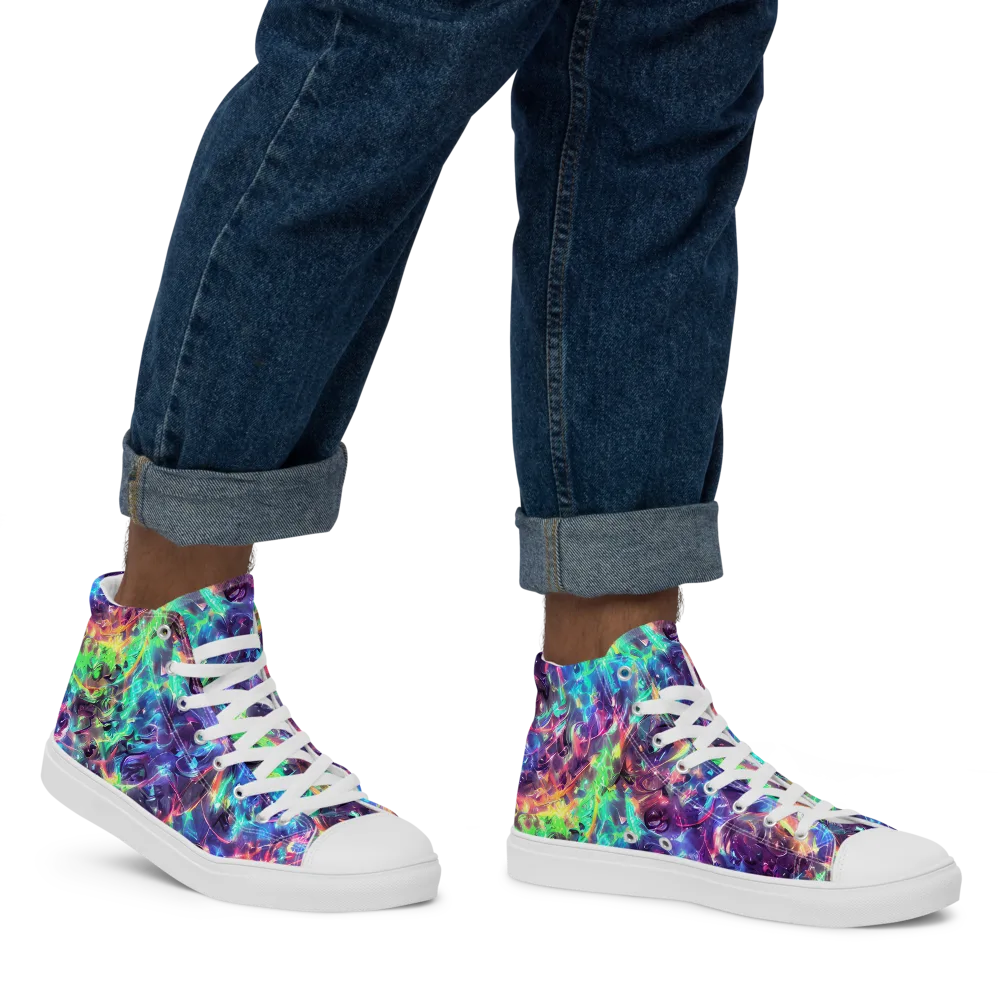 Spectral Voltage on Men's High Top Canvas Shoes — Right