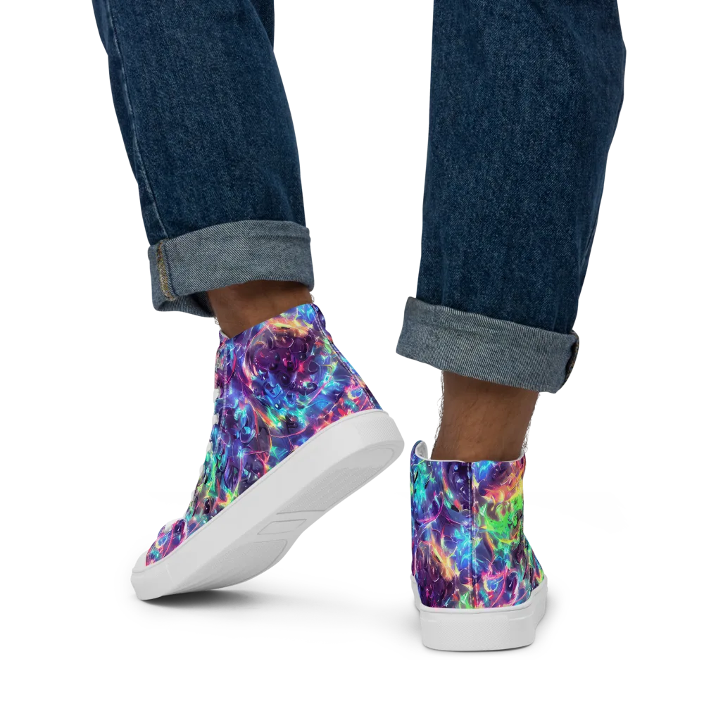 Spectral Voltage on Men's High Top Canvas Shoes — Back