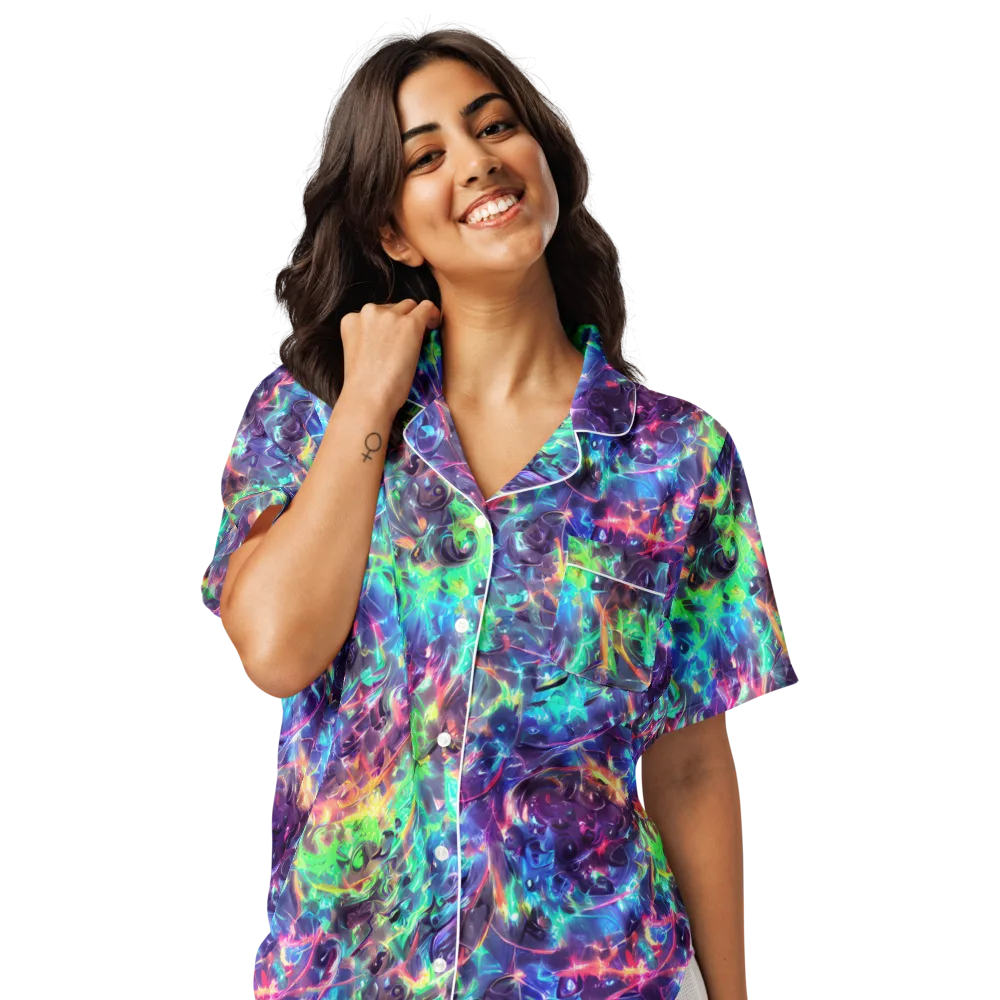 Spectral Voltage on Women's Short Sleeve Pajama Top — Front