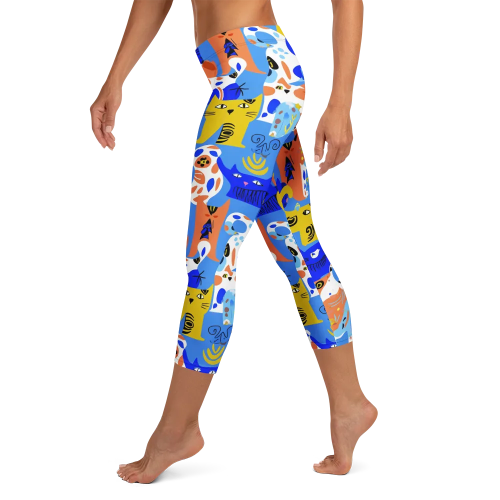 Electric Catwalk on Capri Leggings — Left