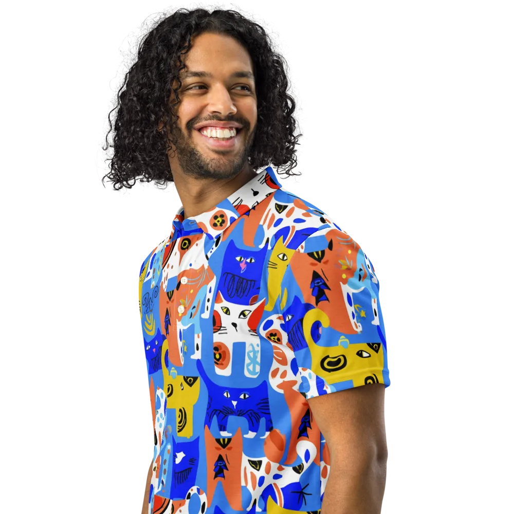 Electric Catwalk on Men's Slim Fit Polo Shirt — Left Front