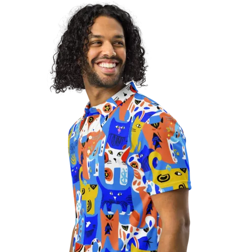 Electric Catwalk on a Men's Slim Fit Polo Shirt