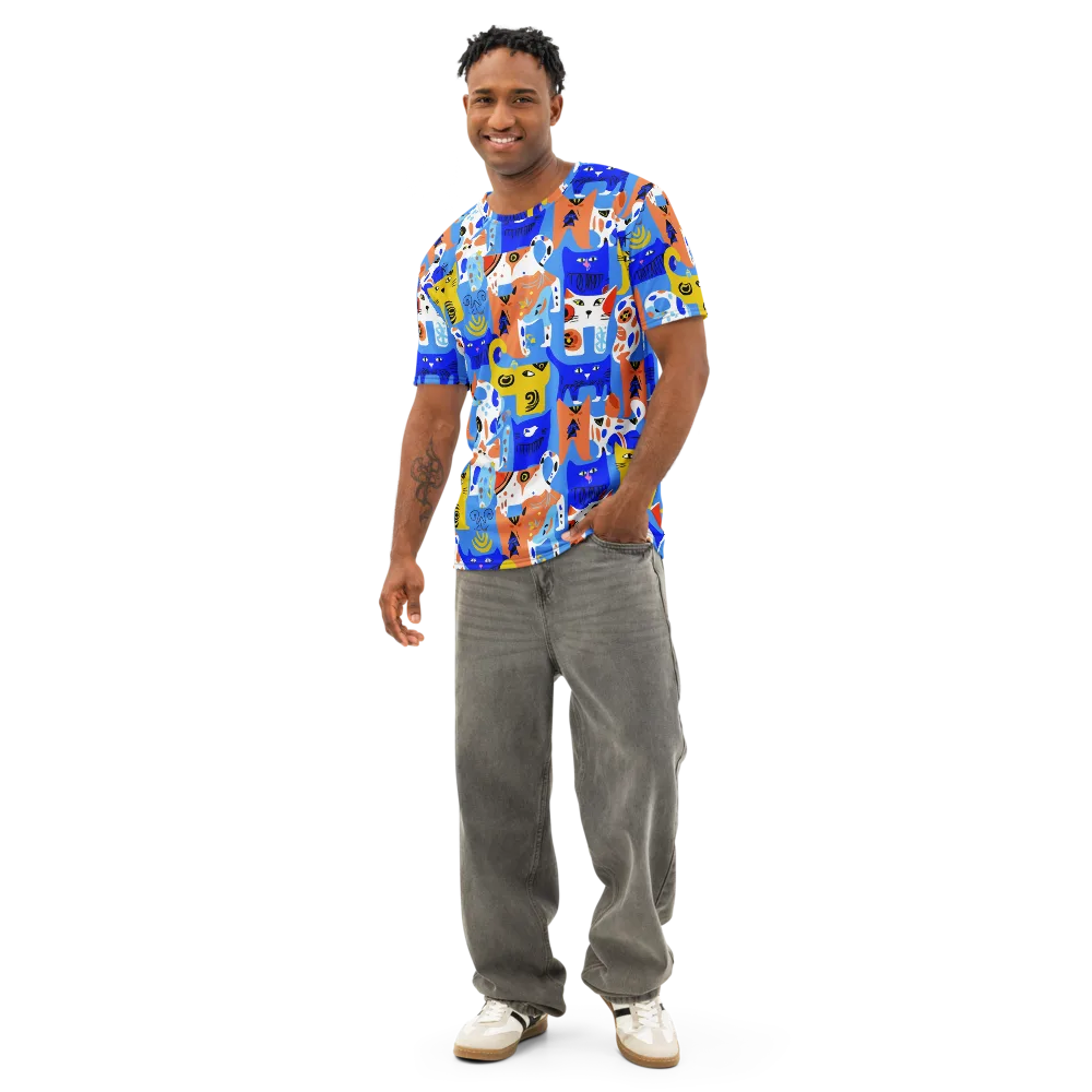 Electric Catwalk on Men's Cotton Crew Neck T-Shirt — Front