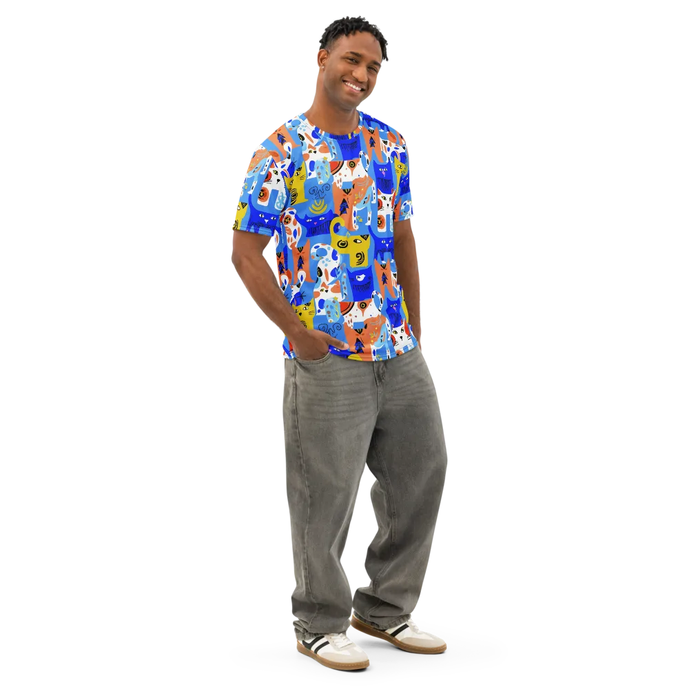 Electric Catwalk on Men's Cotton Crew Neck T-Shirt — Right Front