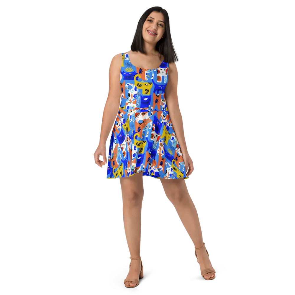 Electric Catwalk on Skater Dress — Front