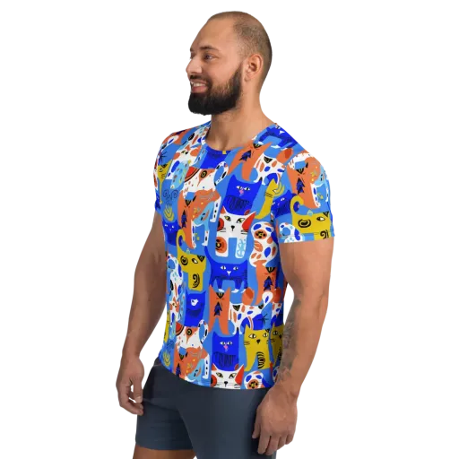Electric Catwalk on a Men's Athletic T-Shirt