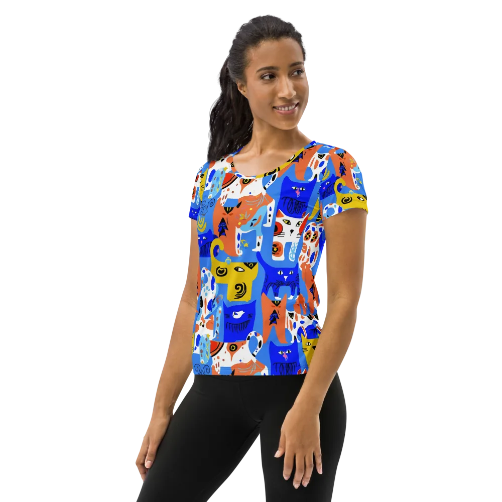 Electric Catwalk on Women's Athletic T-Shirt — Left