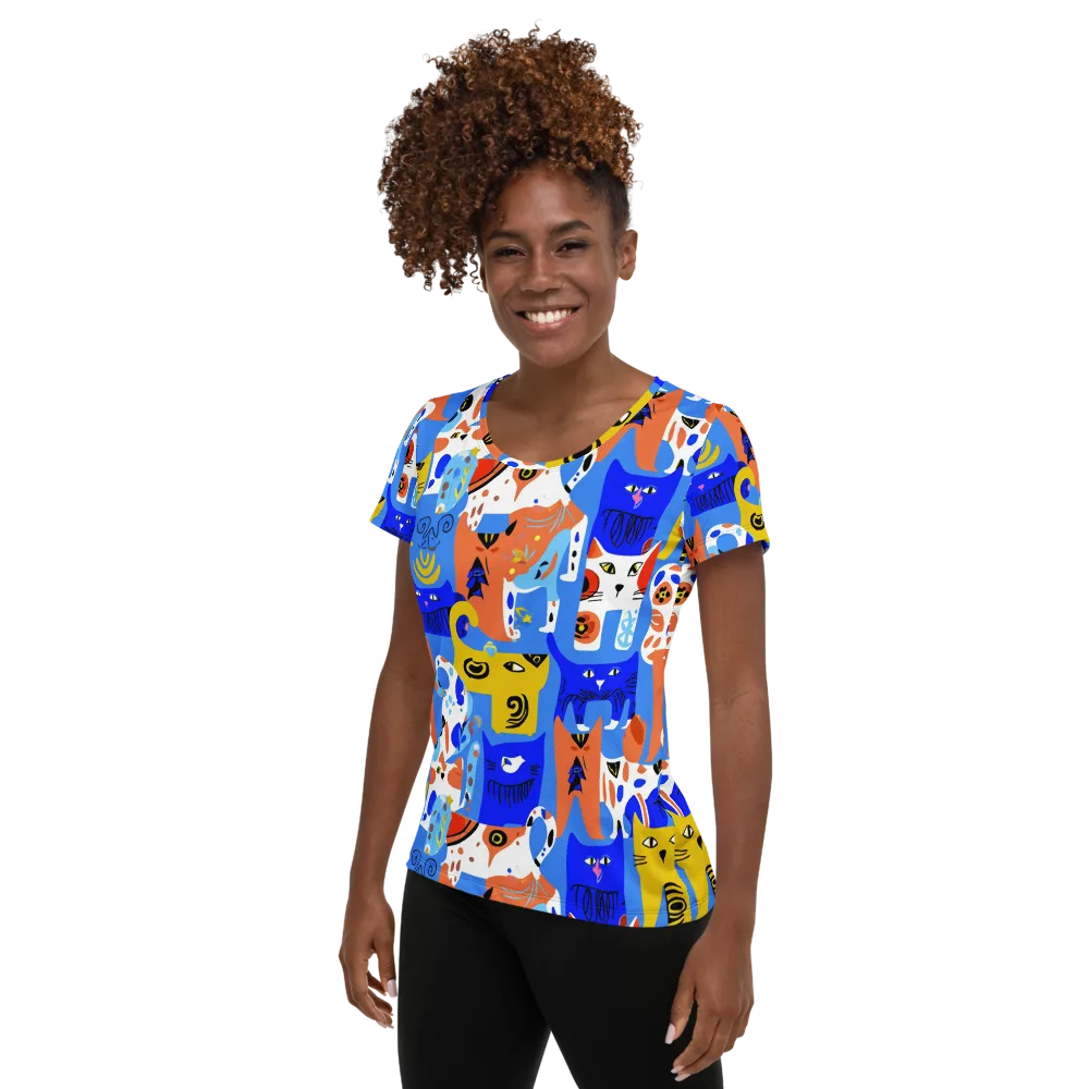 Electric Catwalk on Women's Athletic T-Shirt — Left