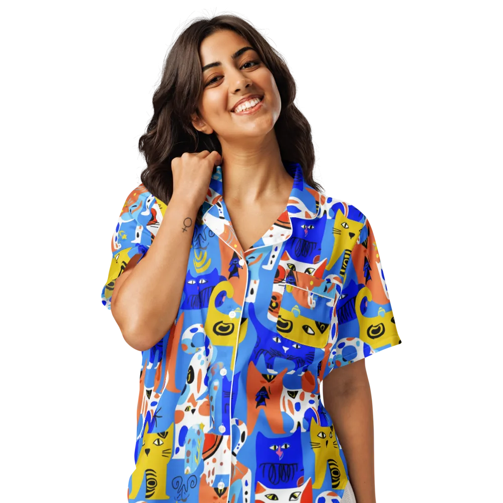 Electric Catwalk on Women's Short Sleeve Pajama Top — Front