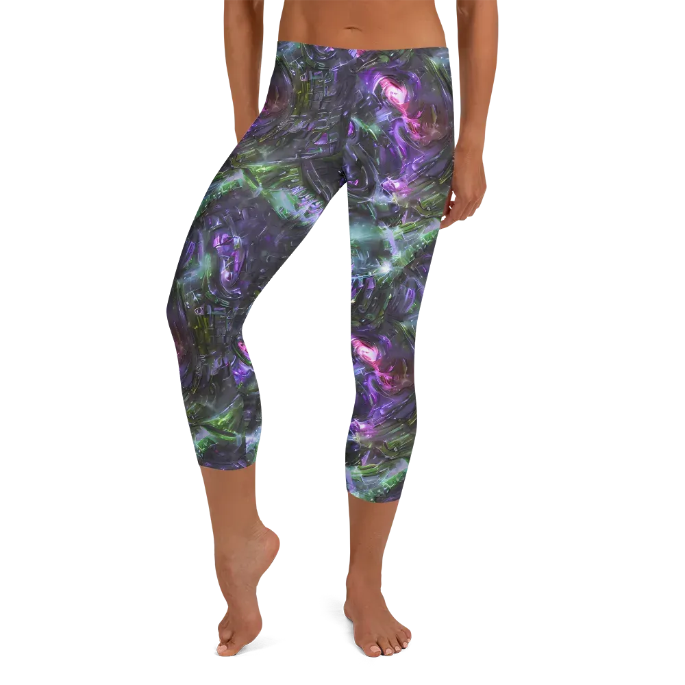 Nocturne Vortex on Capri Leggings — Front