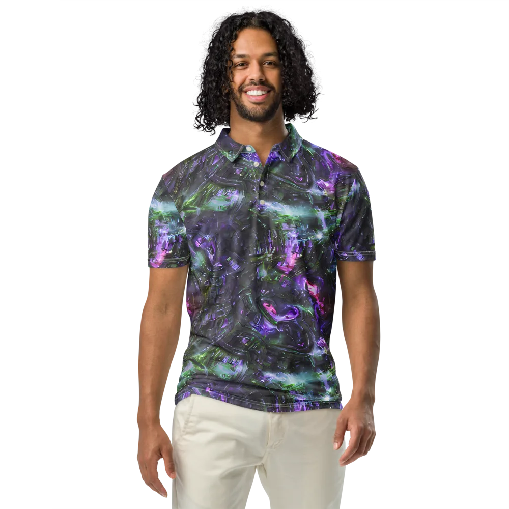 Nocturne Vortex on Men's Slim Fit Polo Shirt — Front