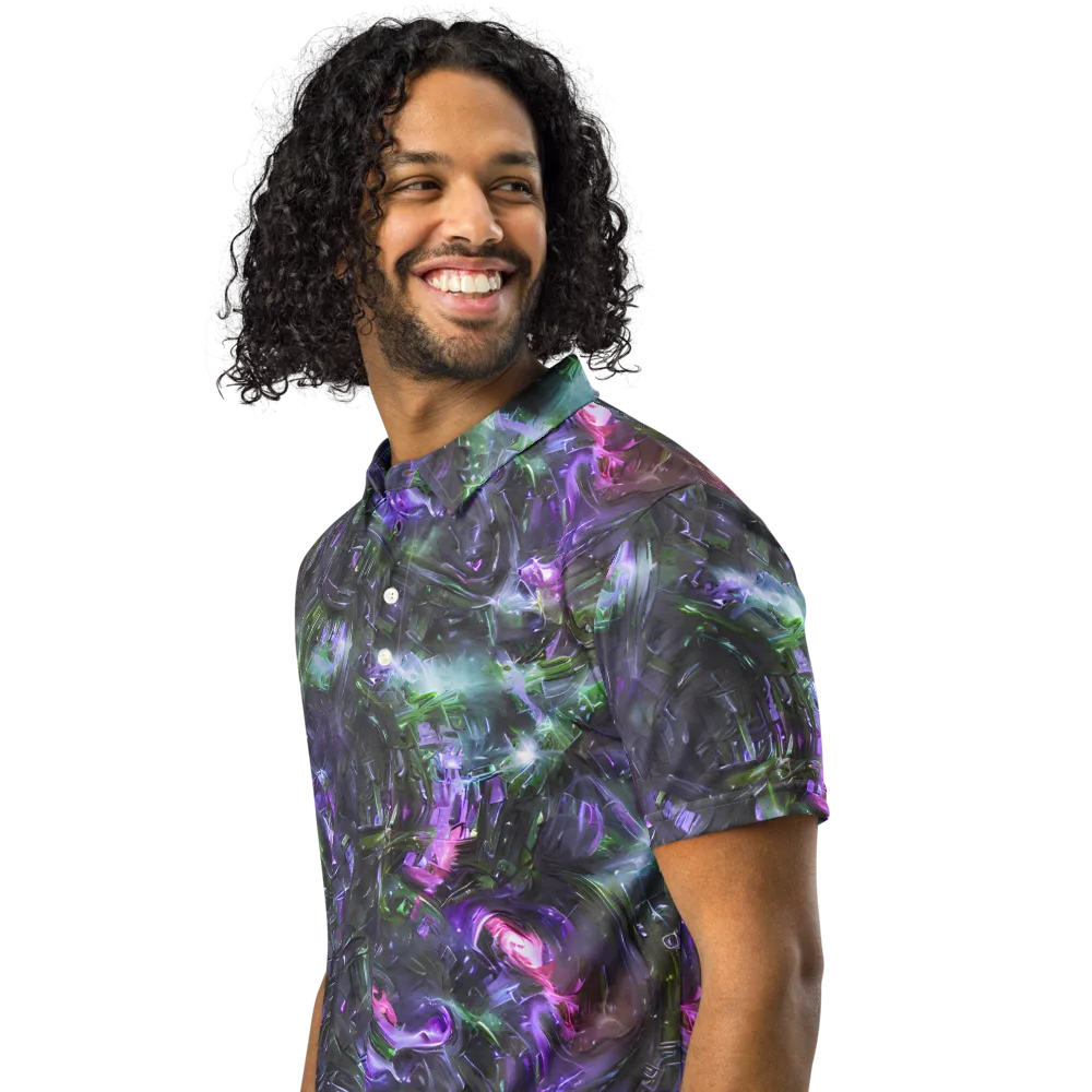 Nocturne Vortex on Men's Slim Fit Polo Shirt — Left Front