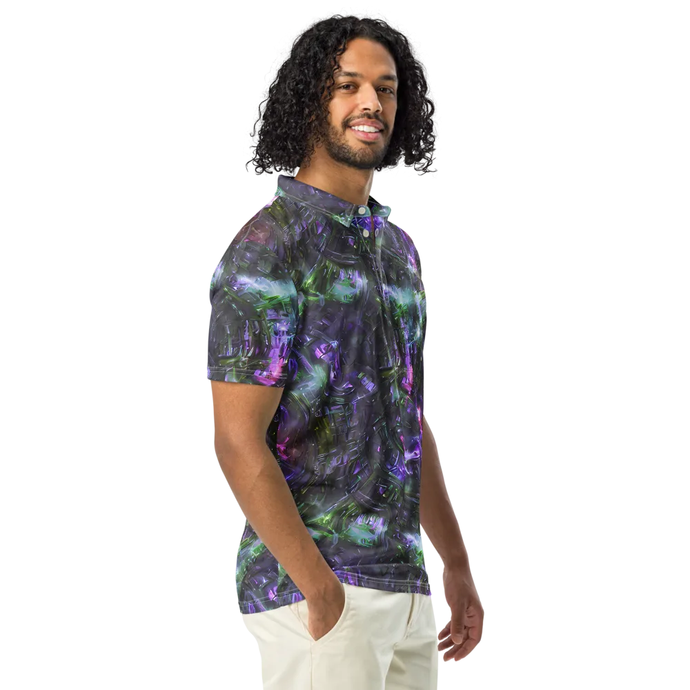 Nocturne Vortex on Men's Slim Fit Polo Shirt — Right Front
