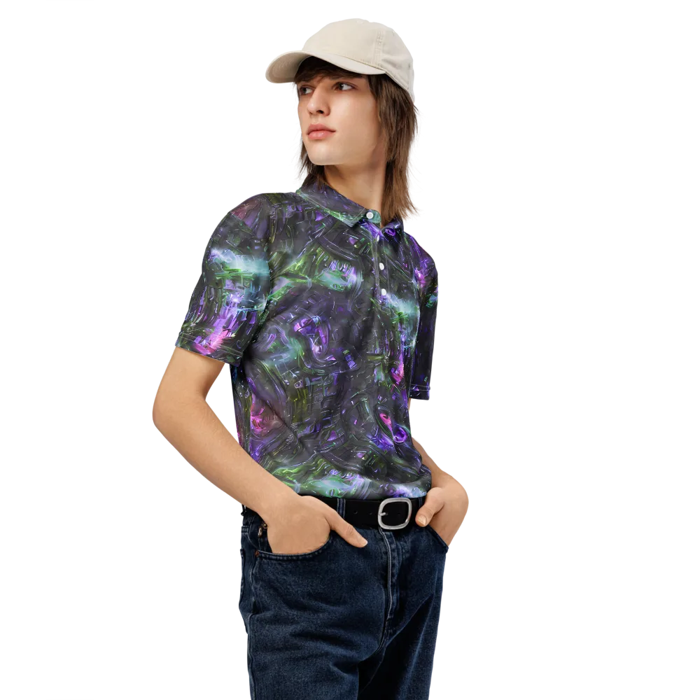 Nocturne Vortex on Men's Slim Fit Polo Shirt — Right Front