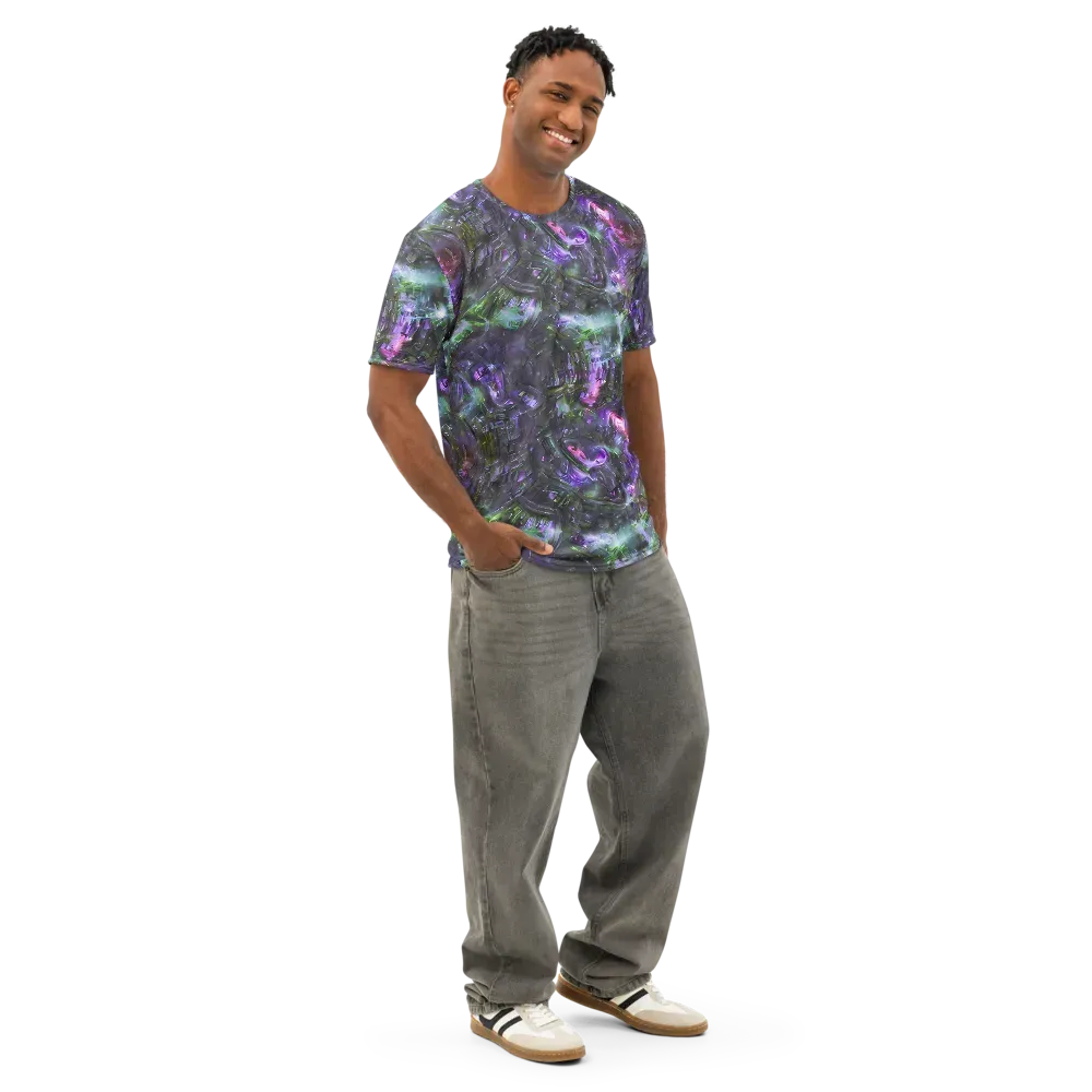 Nocturne Vortex on Men's Cotton Crew Neck T-Shirt — Right Front