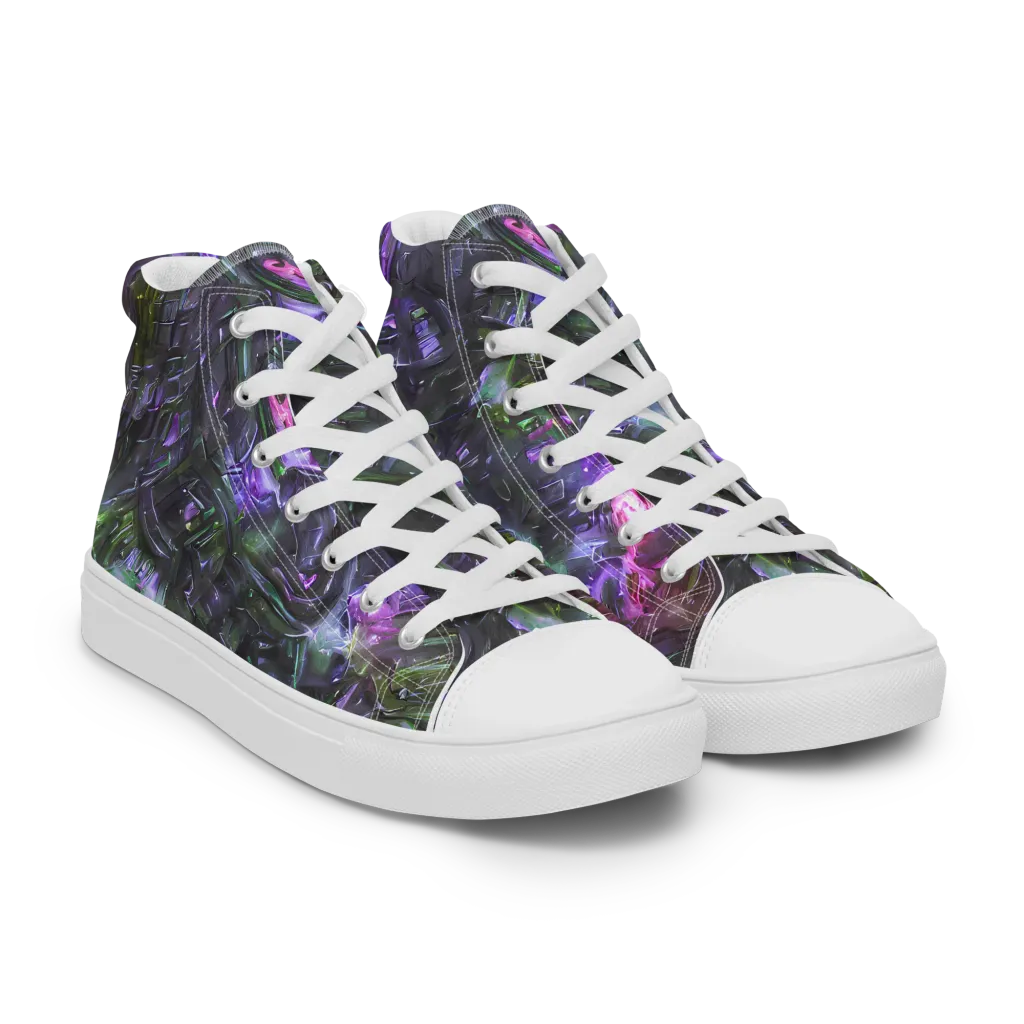 Nocturne Vortex on Men's High Top Canvas Shoes — Right Front