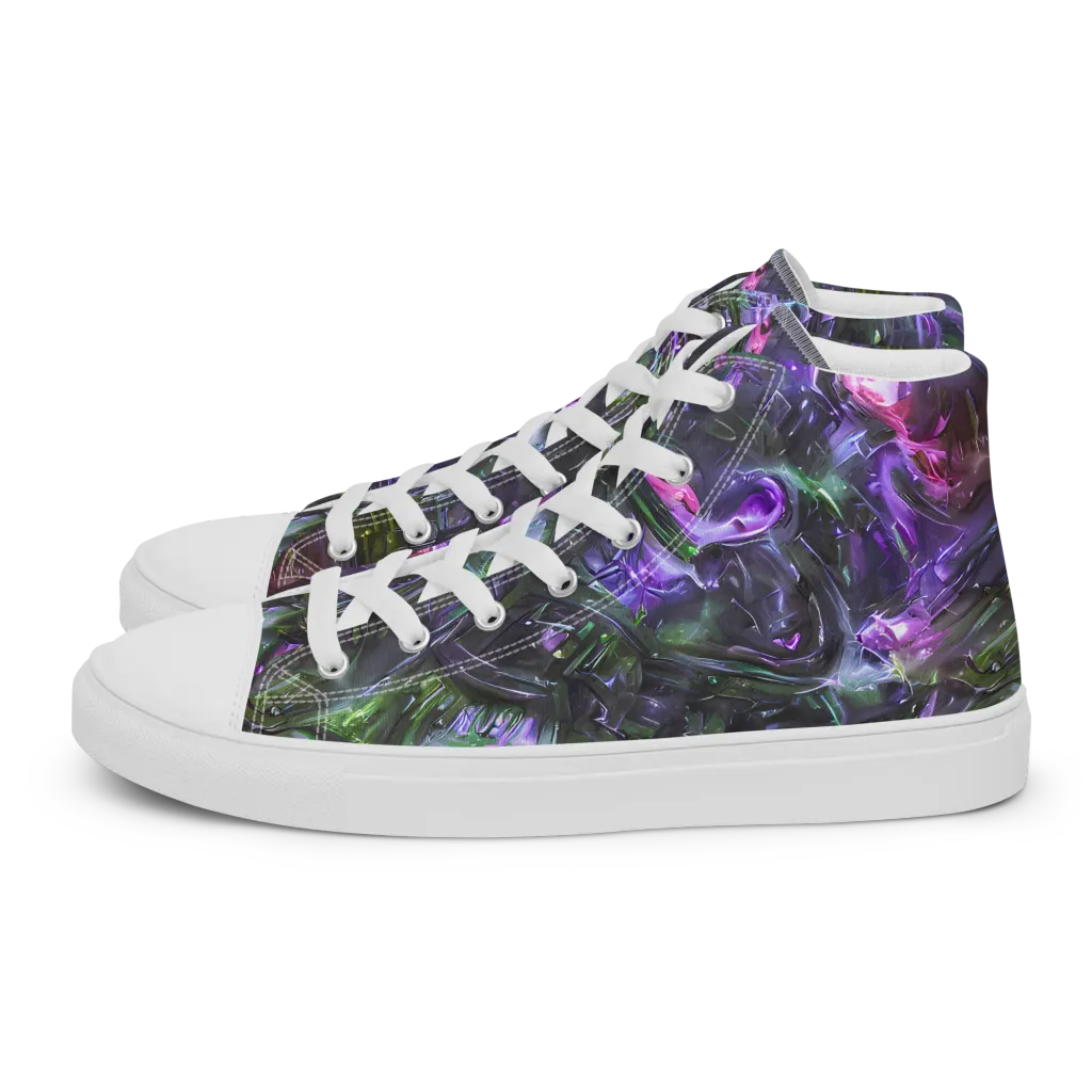 Nocturne Vortex on Men's High Top Canvas Shoes — Left