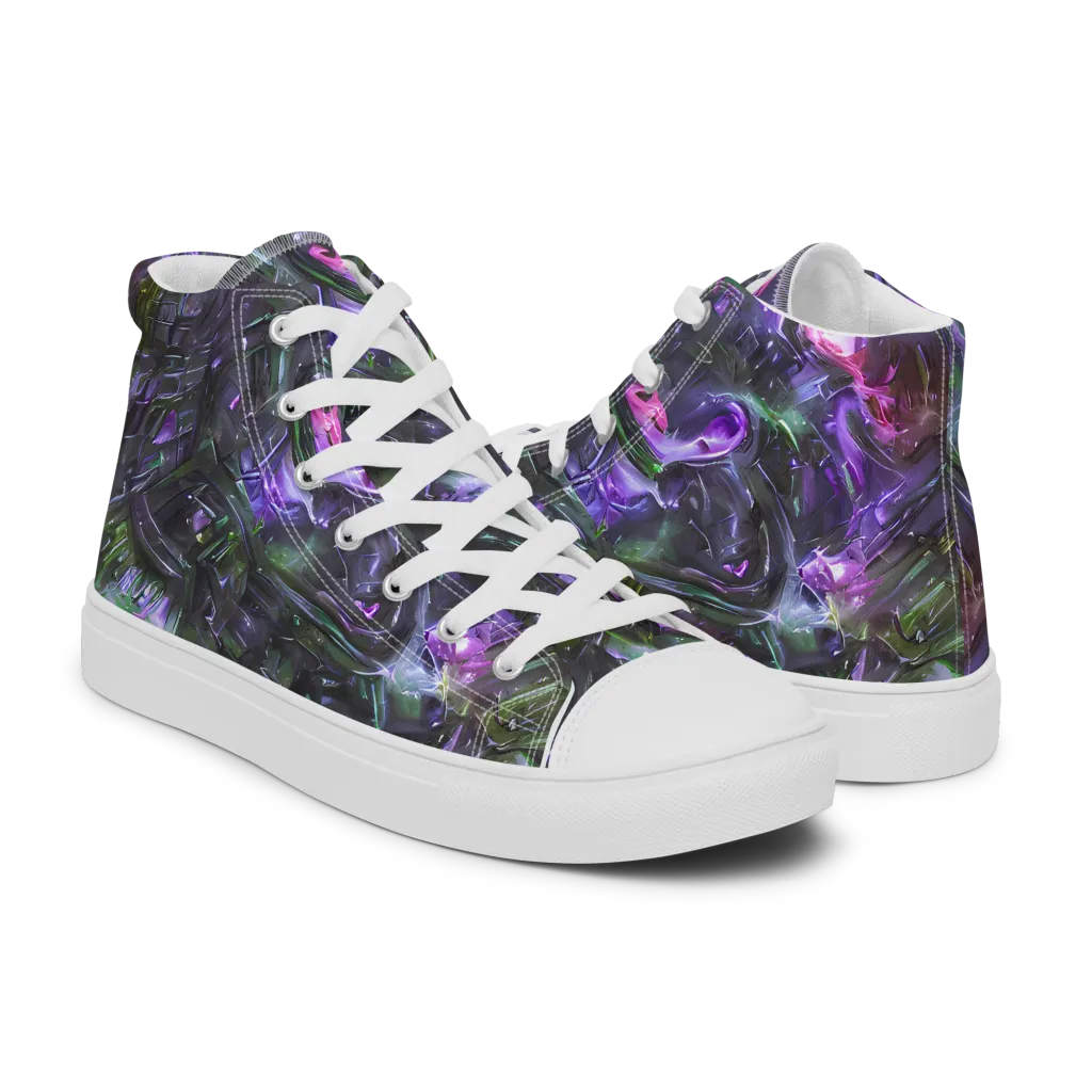 Nocturne Vortex on Men's High Top Canvas Shoes — Right