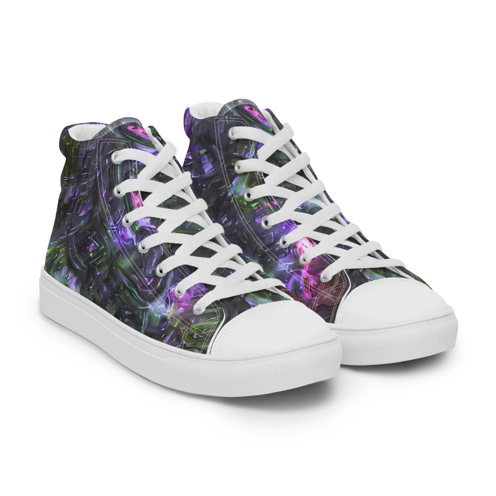 Nocturne Vortex on Women's High Top Canvas Shoes — Right Front