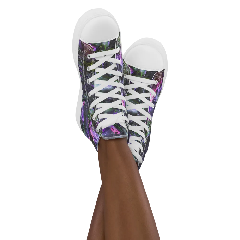 Nocturne Vortex on Women's High Top Canvas Shoes — Front