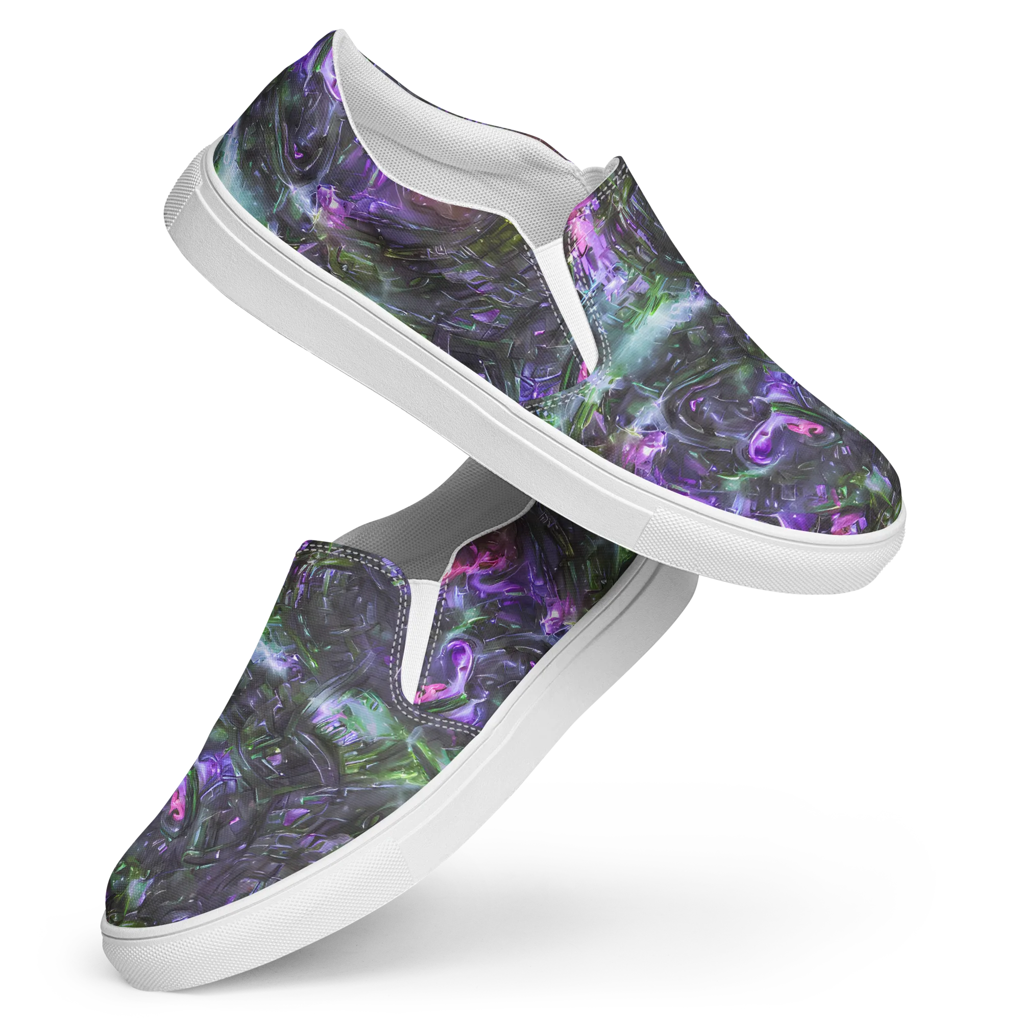 Nocturne Vortex on Women's Slip-On Canvas Shoes — Front