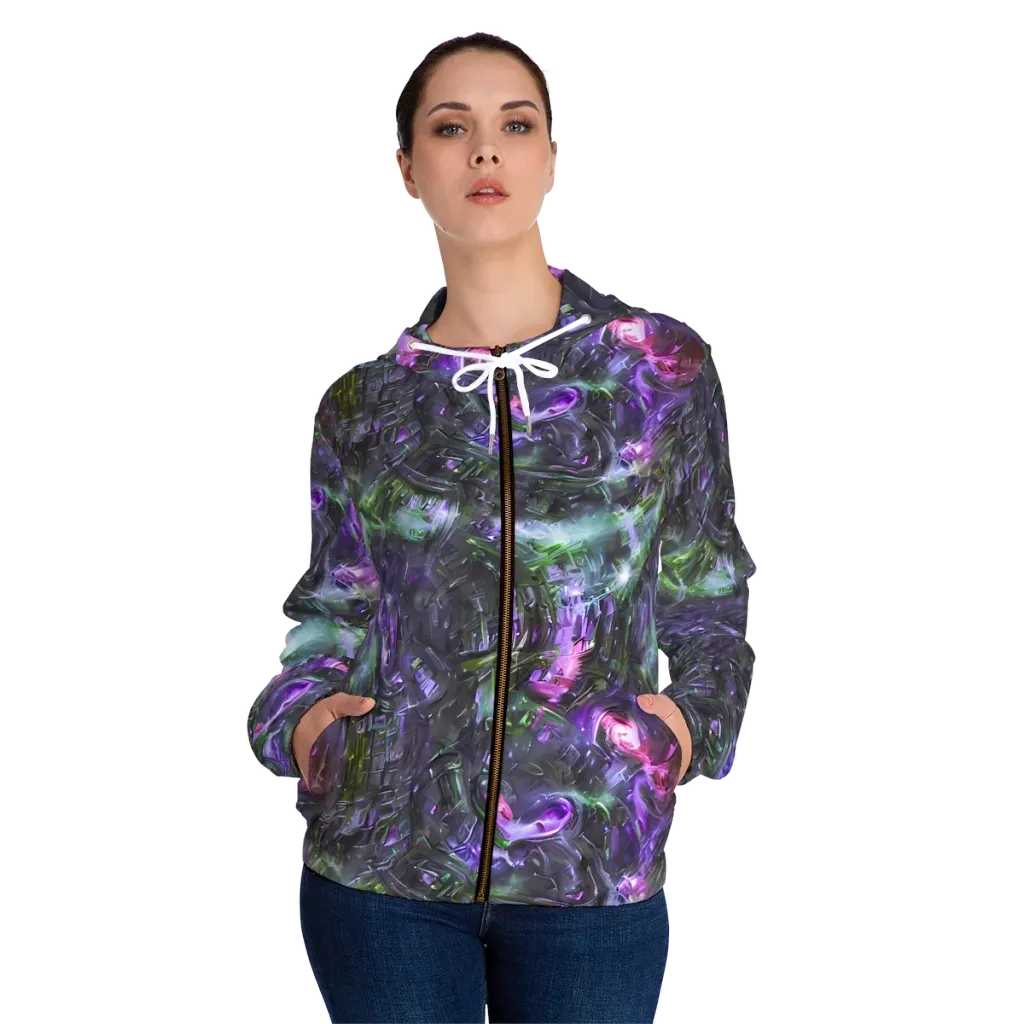 Nocturne Vortex on Women's Full-Zip Hoodie — Front On Person