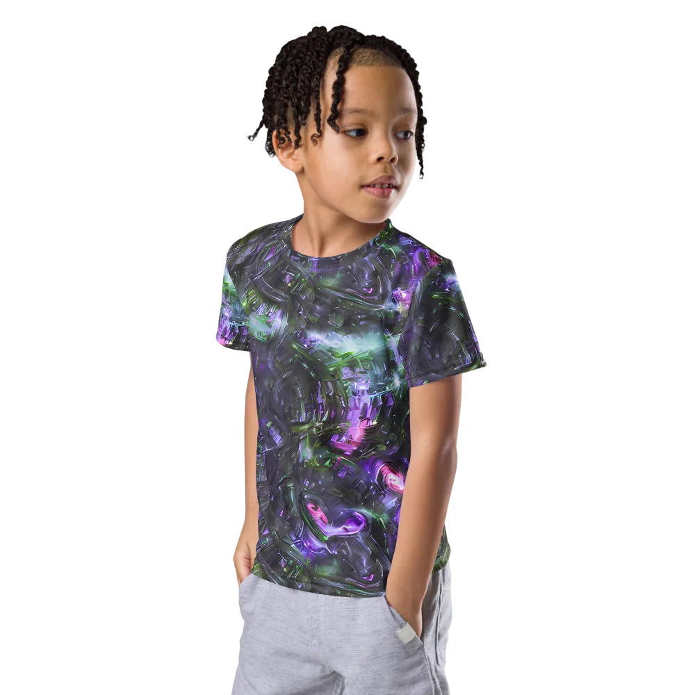 Nocturne Vortex on Kids Crew Neck T-Shirt — Left Front