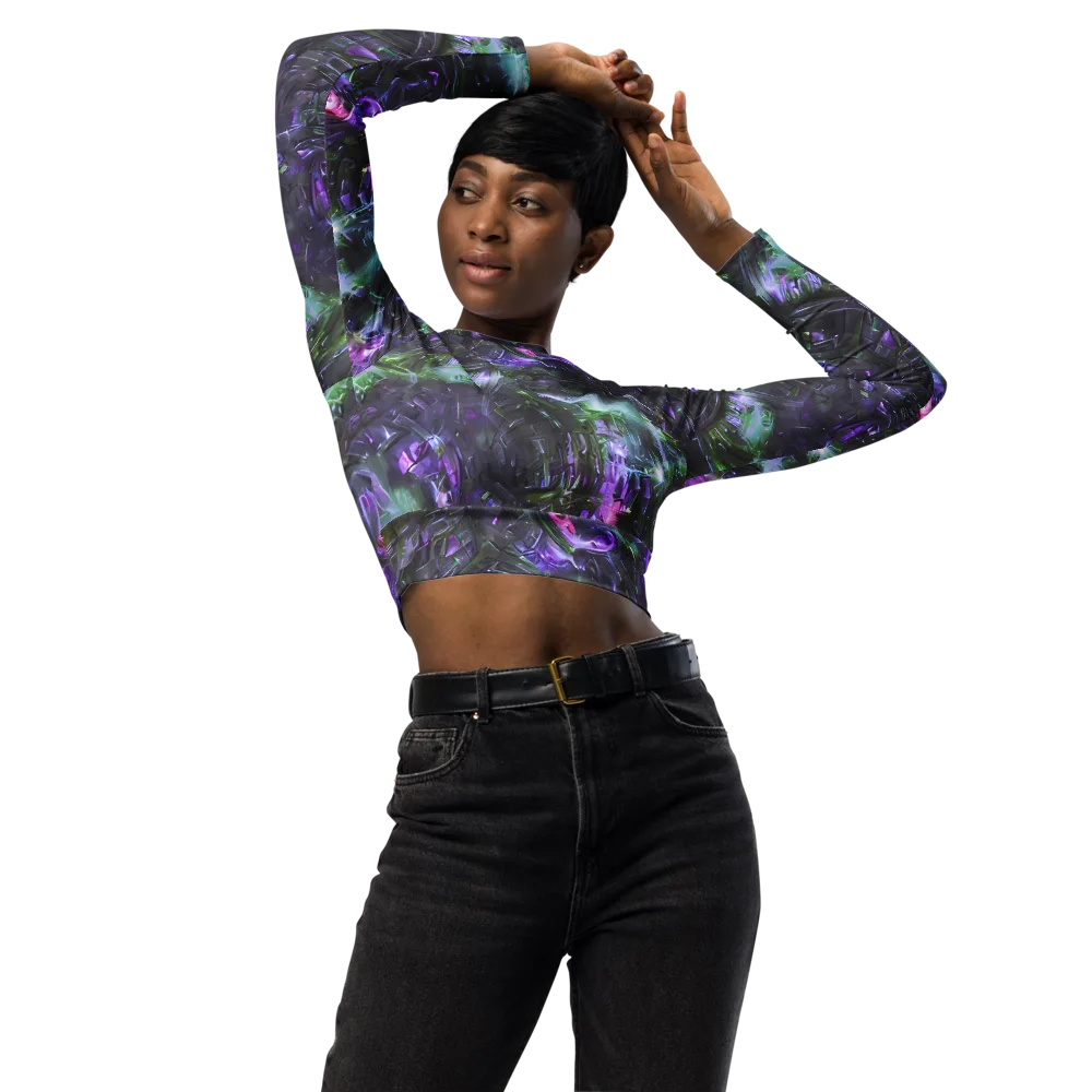 Nocturne Vortex on Long Sleeve Crop Top — Front