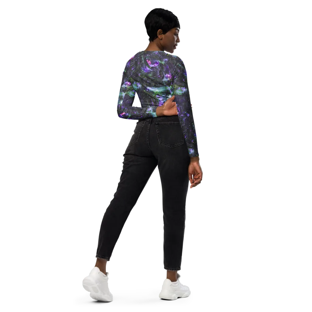 Nocturne Vortex on Long Sleeve Crop Top — Right Back