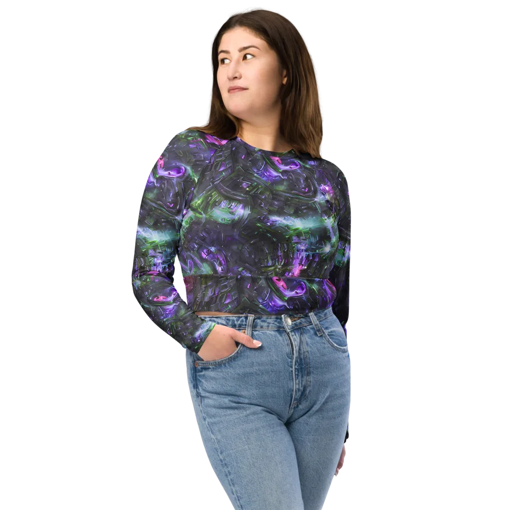 Nocturne Vortex on Long Sleeve Crop Top — Front