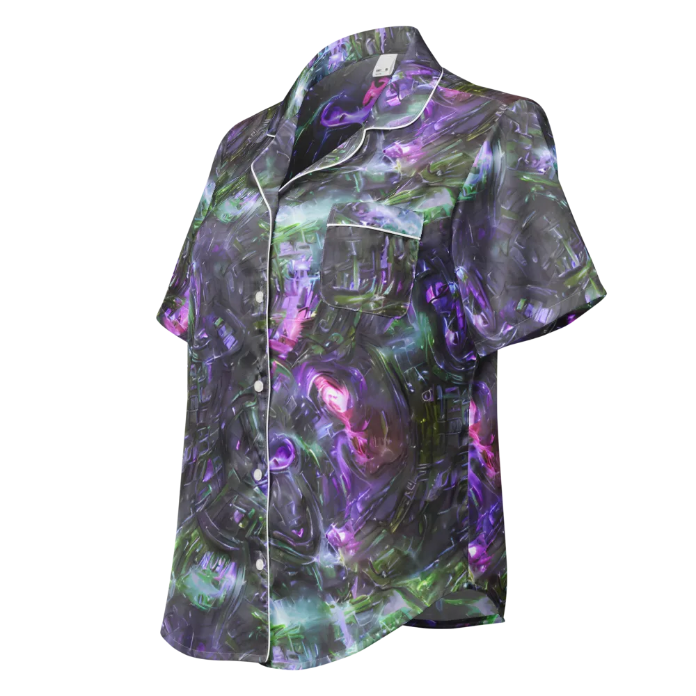 Nocturne Vortex on Women's Short Sleeve Pajama Top — Left Front