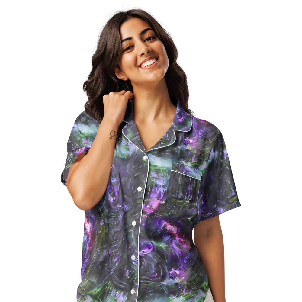 Nocturne Vortex on Women's Short Sleeve Pajama Top — Front
