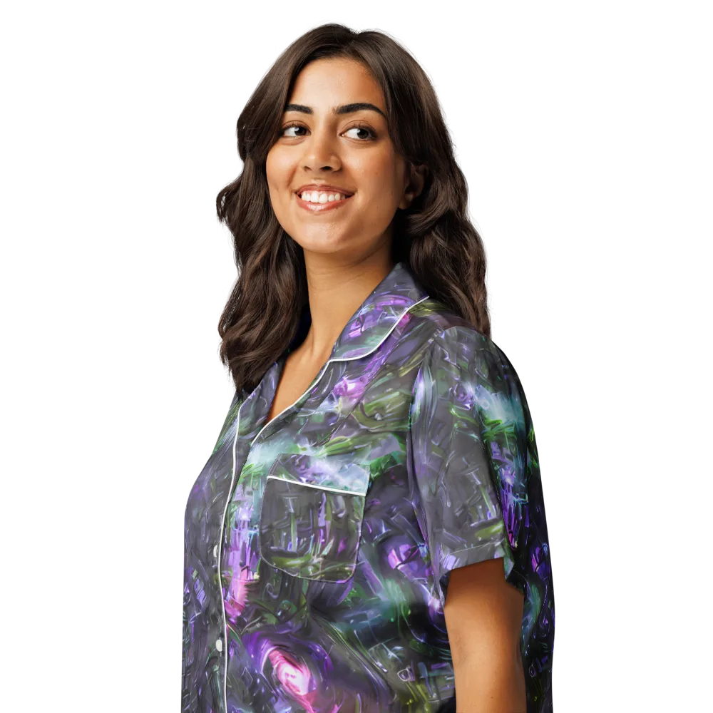 Nocturne Vortex on Women's Short Sleeve Pajama Top — Left Front