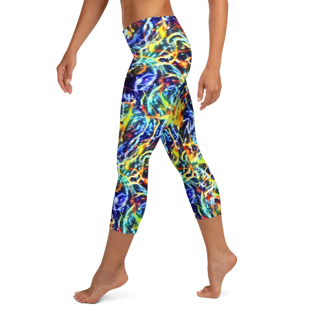 Atomic Lagoon on Capri Leggings — Left