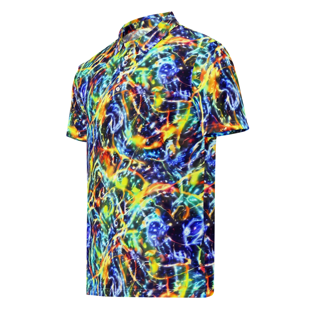 Atomic Lagoon on Men's Slim Fit Polo Shirt — Left Front
