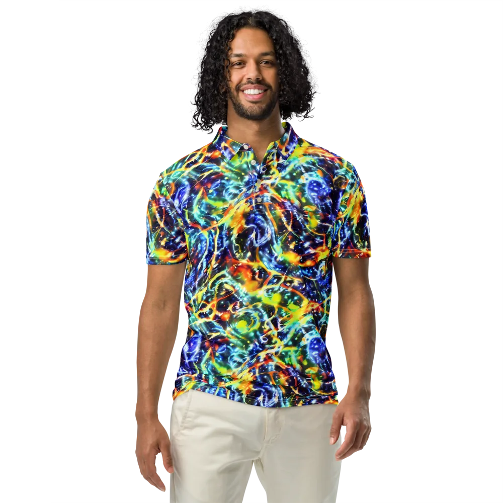 Atomic Lagoon on Men's Slim Fit Polo Shirt — Front
