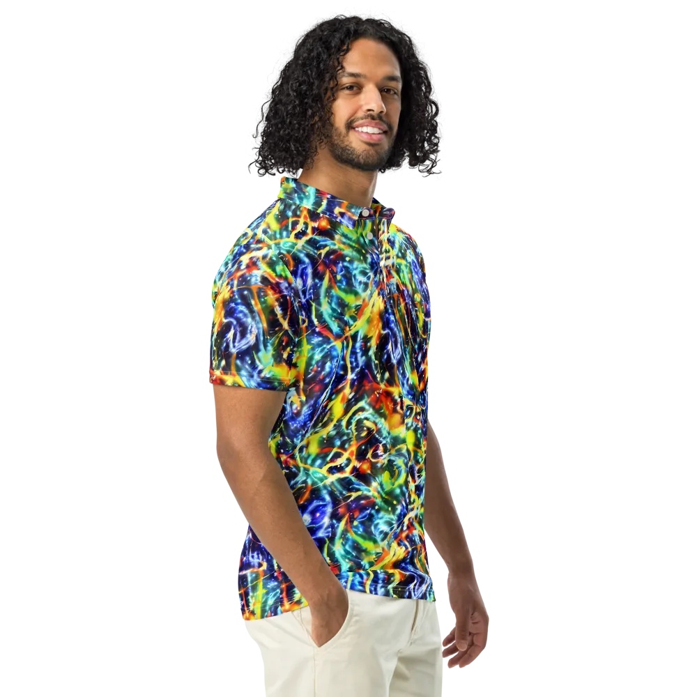 Atomic Lagoon on Men's Slim Fit Polo Shirt — Right Front