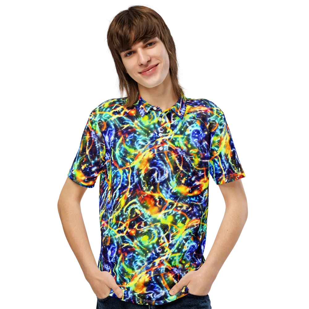 Atomic Lagoon on Men's Slim Fit Polo Shirt — Front