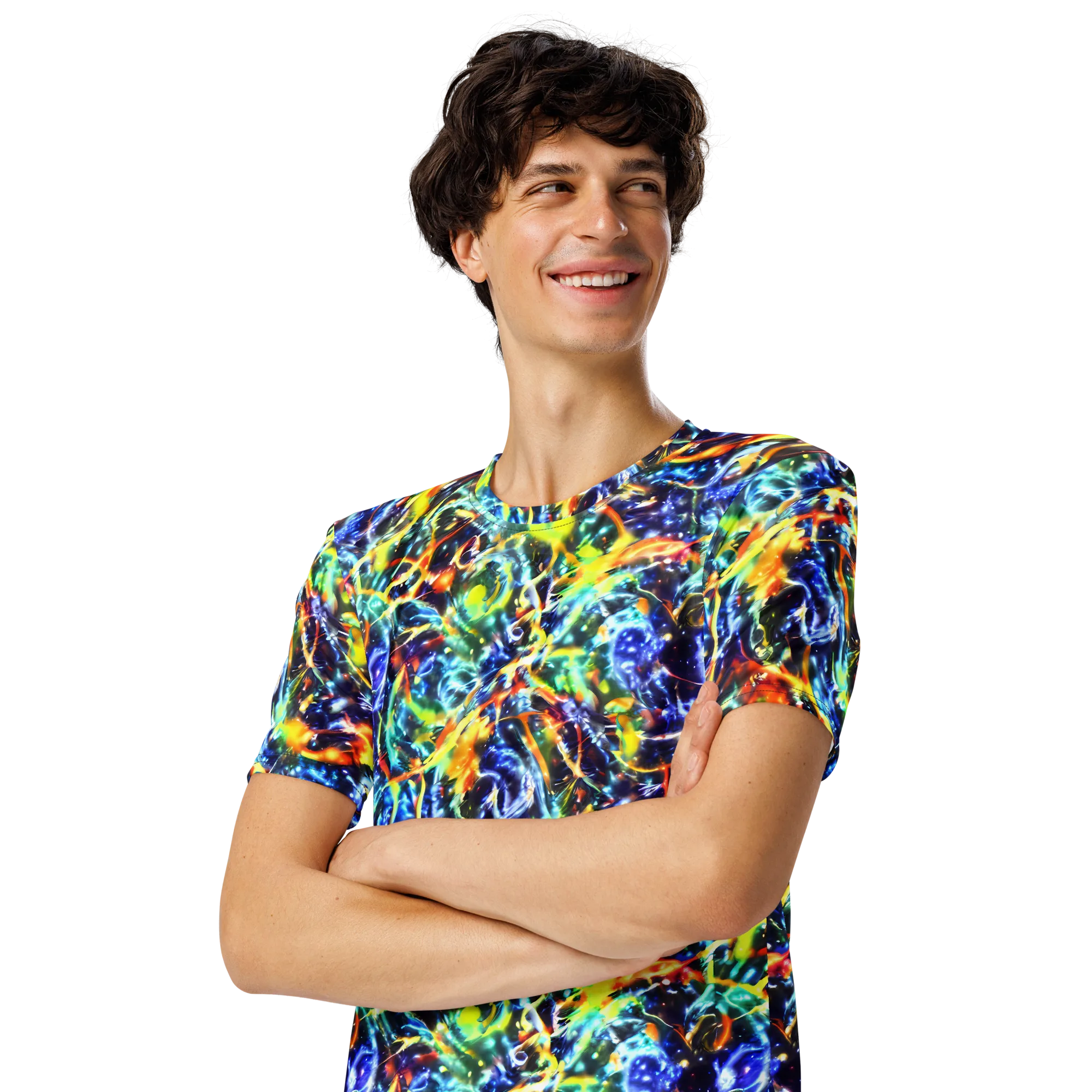 Atomic Lagoon on Men's Crew Neck T-Shirt — Left Front