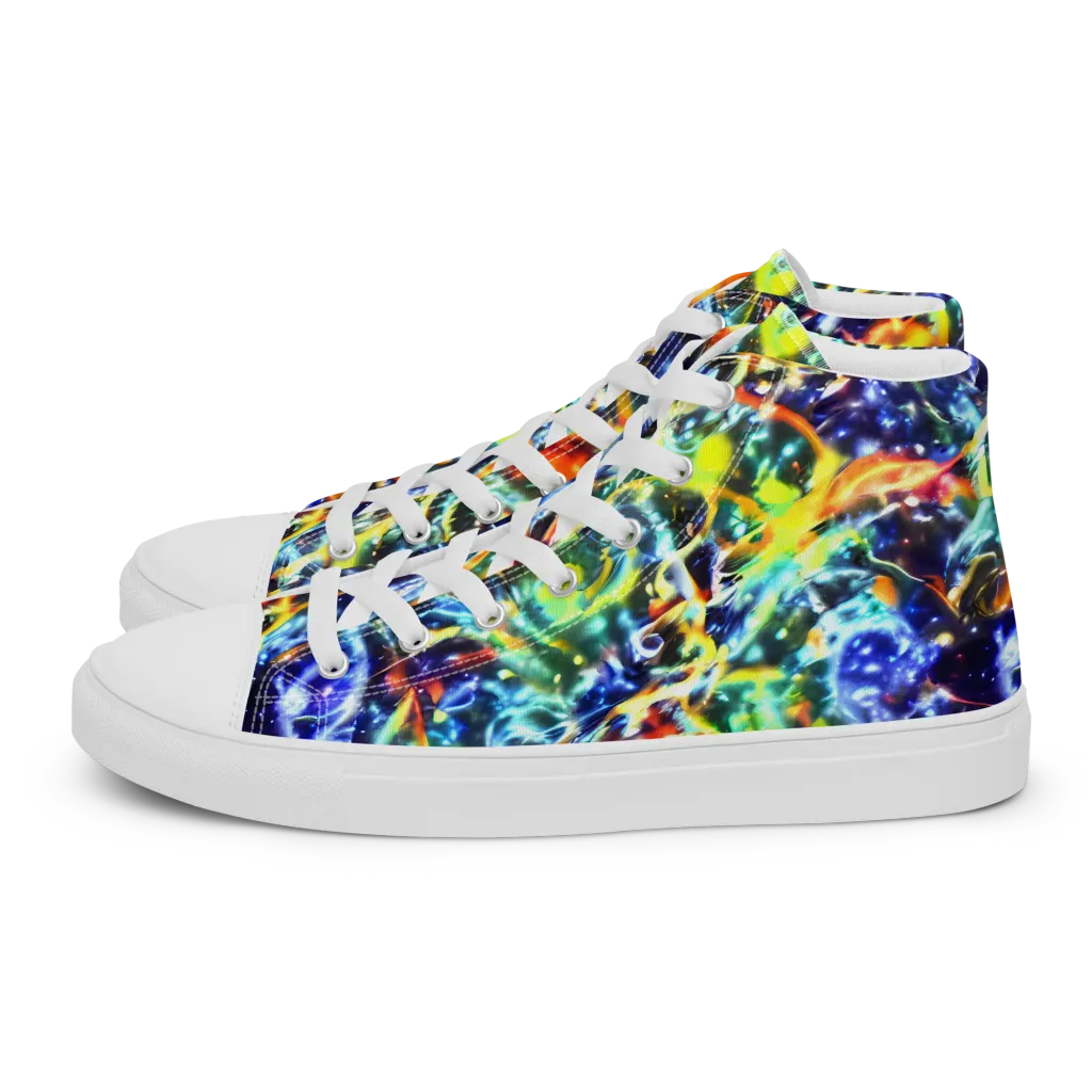 Atomic Lagoon on Men's High Top Canvas Shoes — Left