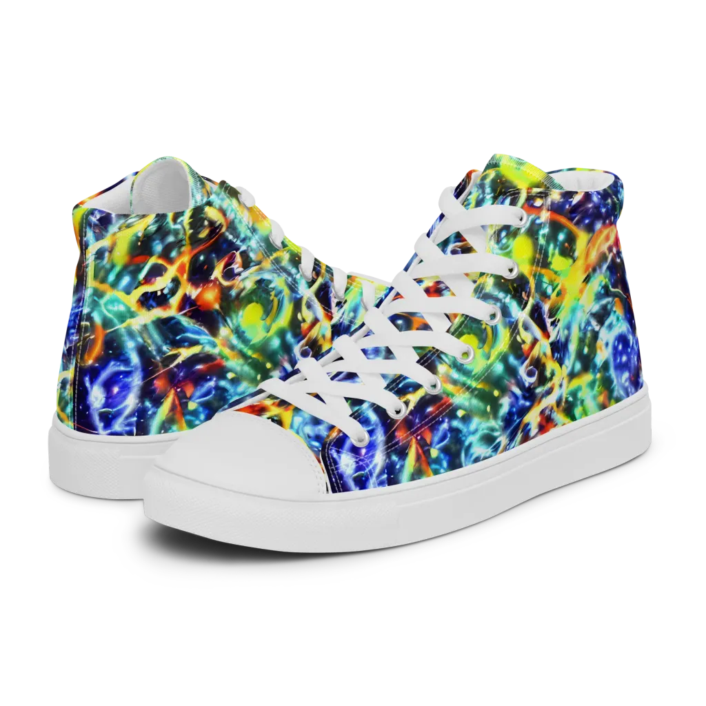Atomic Lagoon on Men's High Top Canvas Shoes — Left