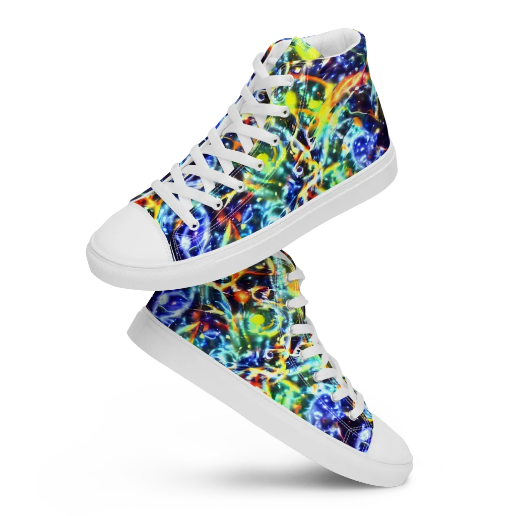 Atomic Lagoon on Men's High Top Canvas Shoes — Front