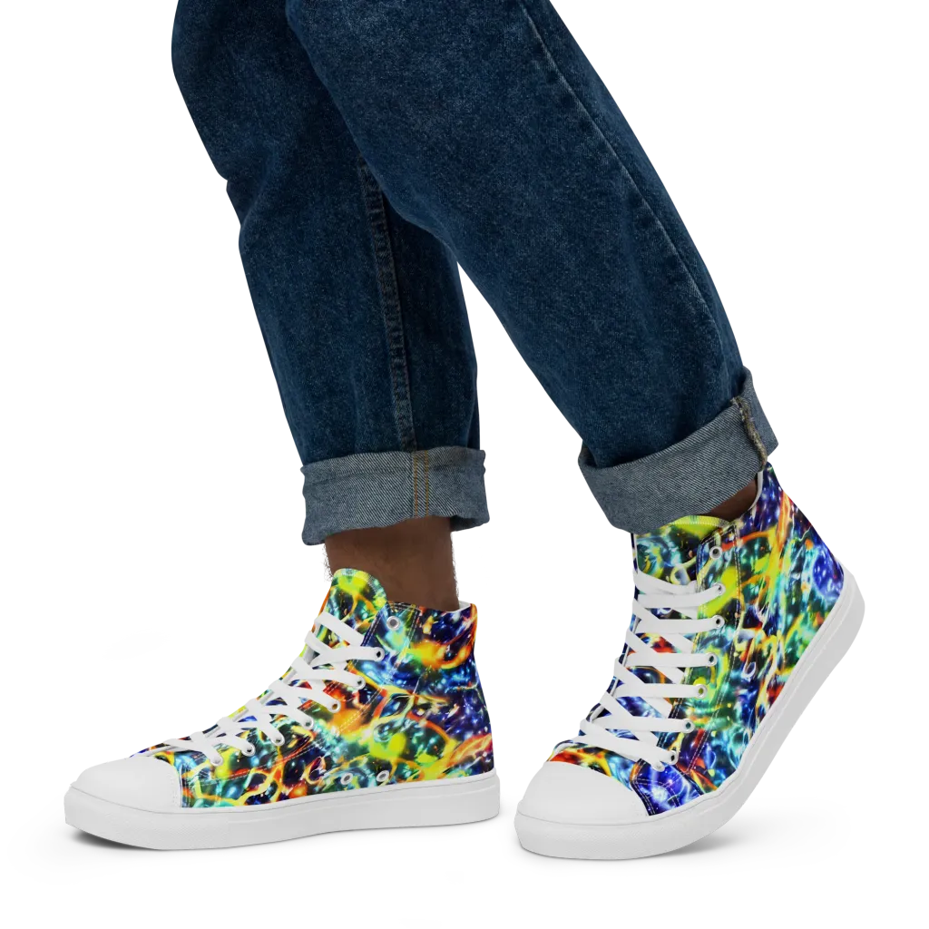 Atomic Lagoon on Men's High Top Canvas Shoes — Left