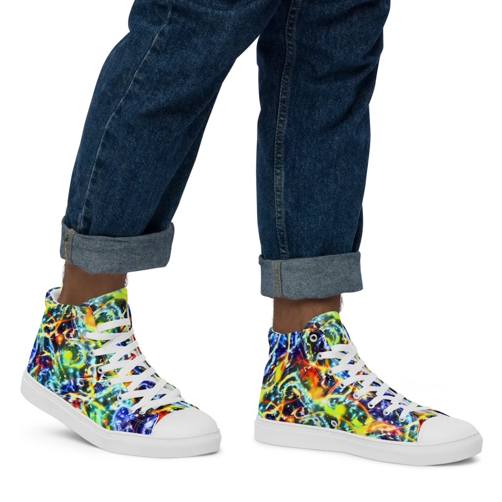 Atomic Lagoon on Men's High Top Canvas Shoes — Right