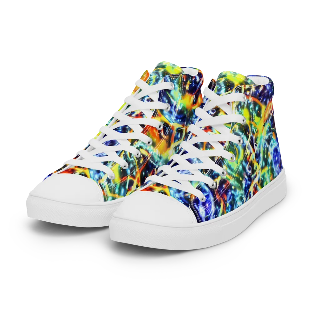 Atomic Lagoon on Women's High Top Canvas Shoes — Left Front