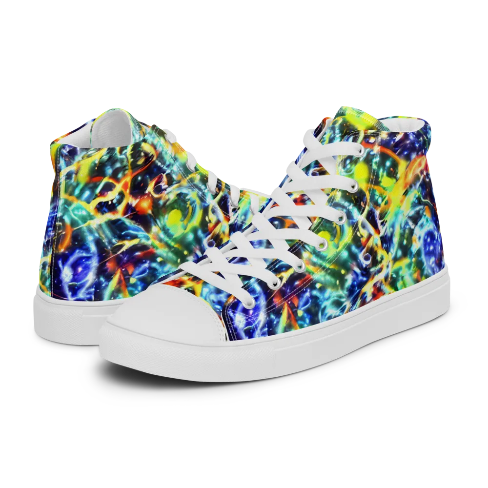 Atomic Lagoon on Women's High Top Canvas Shoes — Left
