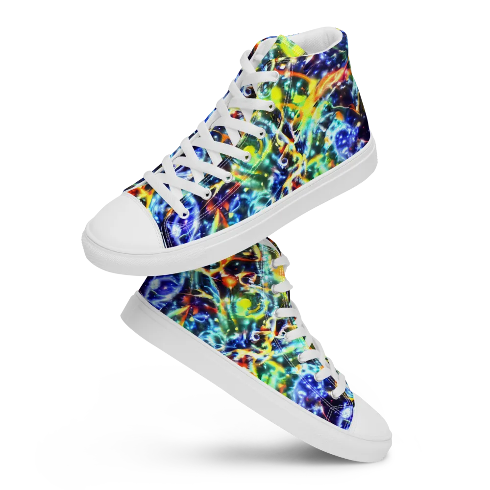 Atomic Lagoon on Women's High Top Canvas Shoes — Front